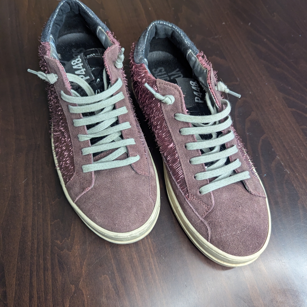 P448 TEXTURED BURGANDY SNEAKERS EUR SIZE 40